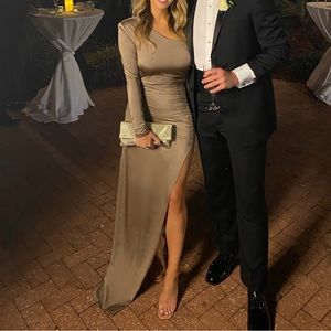 Taupe formal floor length dress